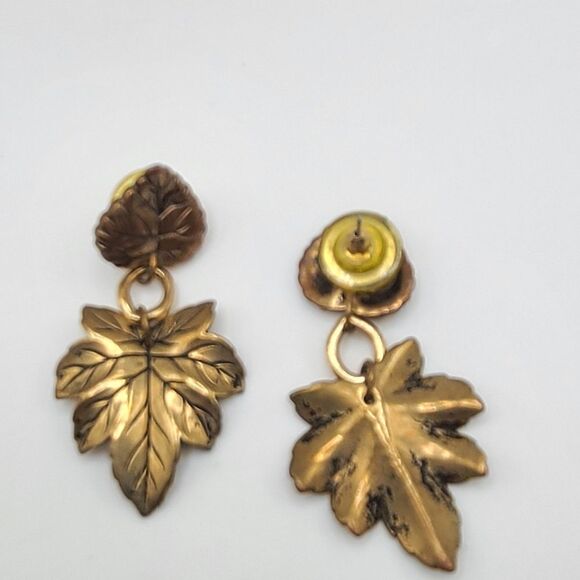 Karla Jordan Original Necklace and Earrings,  goldtone leaves - Picture 3 of 12